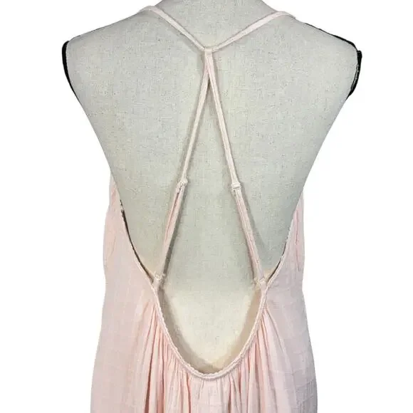 Aerie X-Large Maxi Dress V-Neck Lined Adjustable Spaghetti Straps Textured Pink - Picture 7 of 11